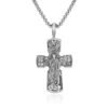 Orthodox Titanium Steel Cross Pendant – 27.7g Heavy Icon Necklace, 30×57mm Vintage Silver