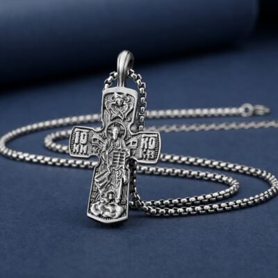 orthodox titanium steel cross pendant