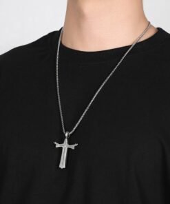 Alternative view of Modern Titanium Steel Cross Pendant – 29.9g Heavy Necklace, 38×56mm