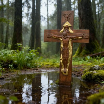 trinity wooden cross carving hand carved crucifix