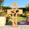 heart shaped wooden cross love knot christian decor