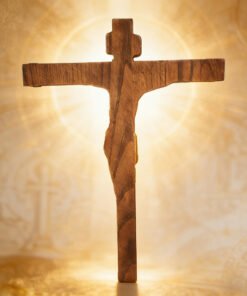 Alternative view of Wooden Crucifix of Jesus – Hand-Carved Christian Wall Cross - 14 Inches