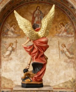Alternative view of St Michael Defeating Demon Statue – 12.5" Hand-Painted Resin Angel