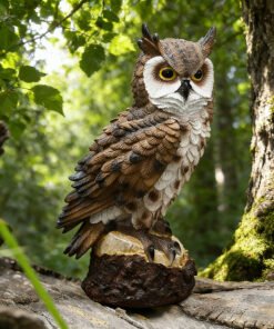 ferocious owl resin figurine decor for garden and home