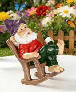 6 inch rocking chair gnome statue resin garden decor